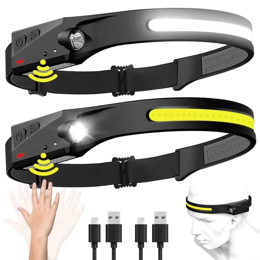 Fishing Headlamp - COB Floodlight LED Induction Headlamp USB