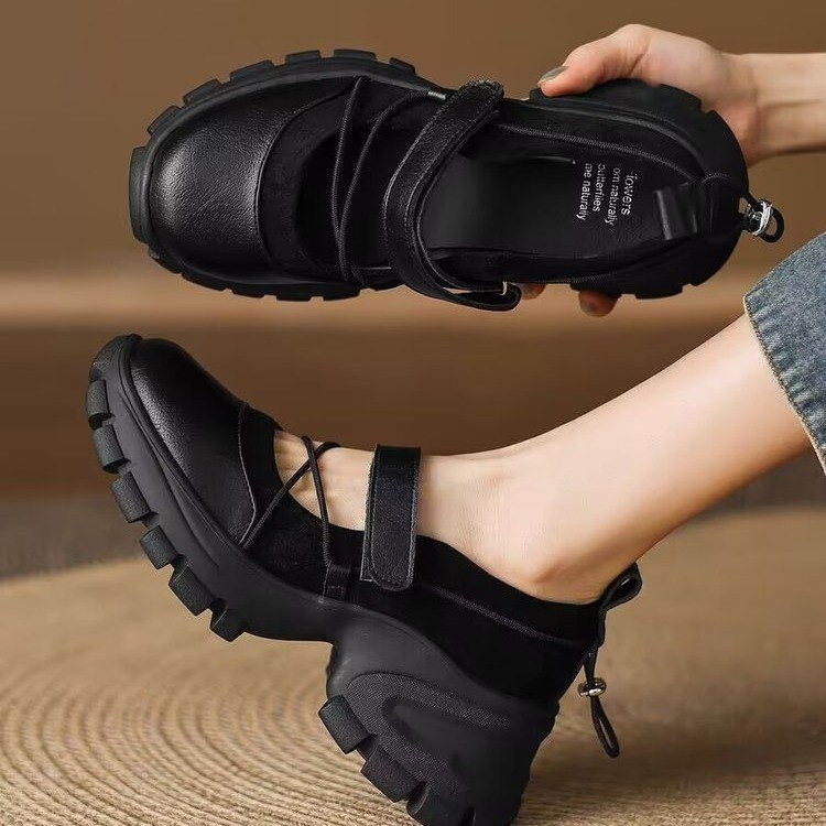 Circle Hook Set - Thick-sole Mary Jane leather shoes for