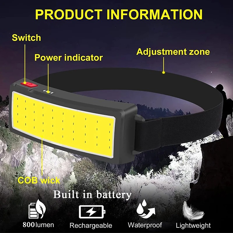Powerful COB LED Headlamp 4 Li - đánh giá và giá Fishing Headlamp